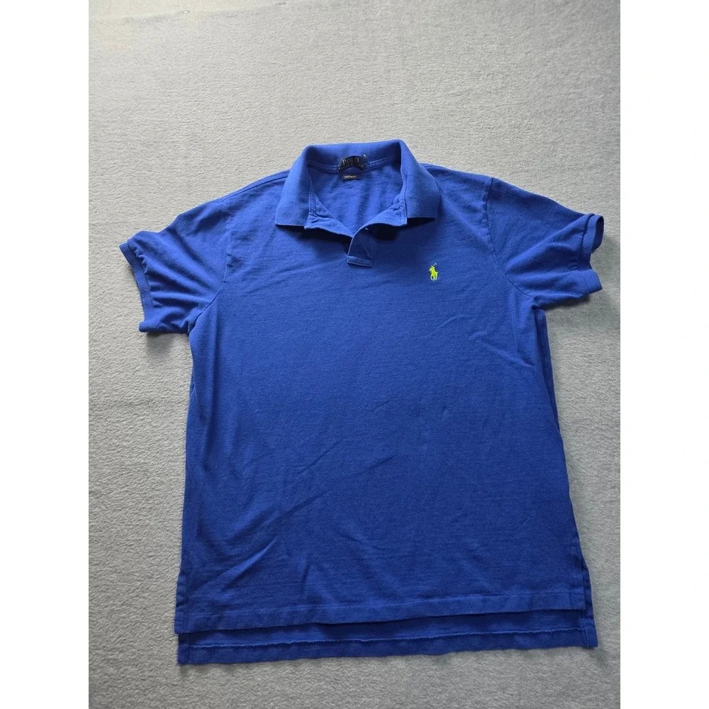 Polo Ralph Lauren Mens‎ Custom Fit Polo Shirt Royal Blue Lime Green Pony XL